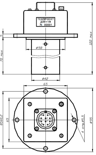 Рис.2. Размеры датчика ДПТ-1М