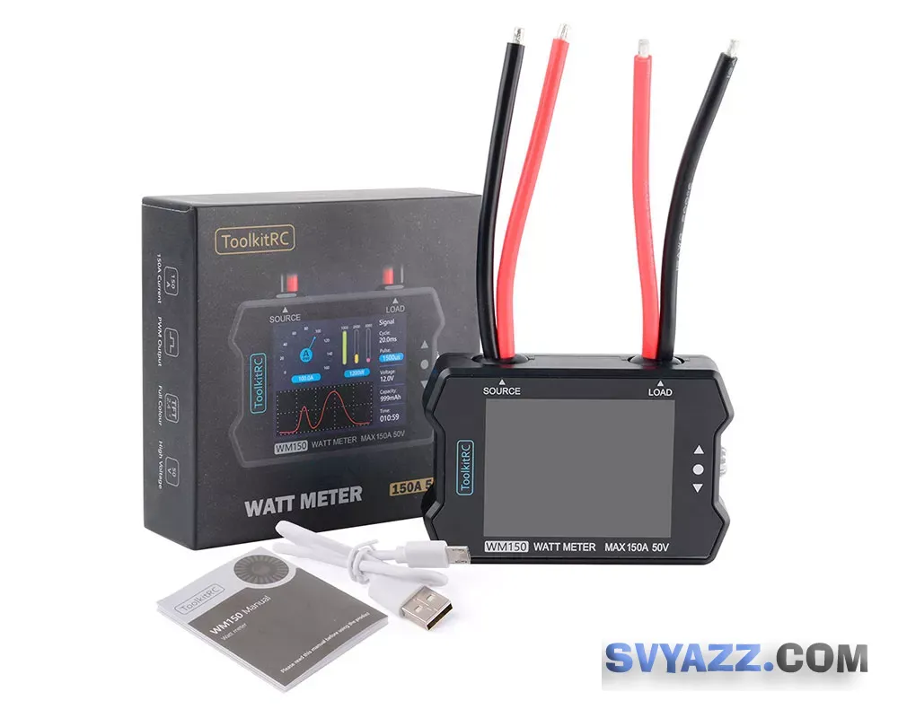 Ваттметр ToolkitRC WM150 Watt Meter 1-50v 150A 2.4" TFT Screen фото 2
