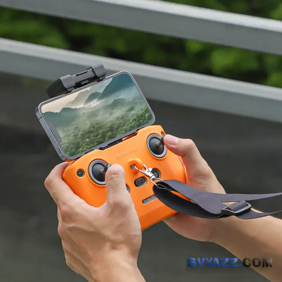 Силиконовый чехол с ремешком для DJI NEO / Mini 4 Pro / RC-N3, N2, N1, оранжевый фото 5