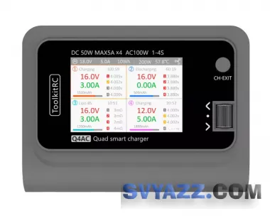 Зарядное устройство ToolkitRC Q4AC 4x50W AC / DC Smart Charger XT30 фото